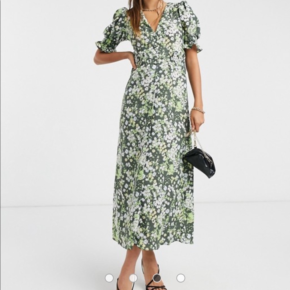 ASOS Button Up Maxi Tea Dress with Shirred Waist